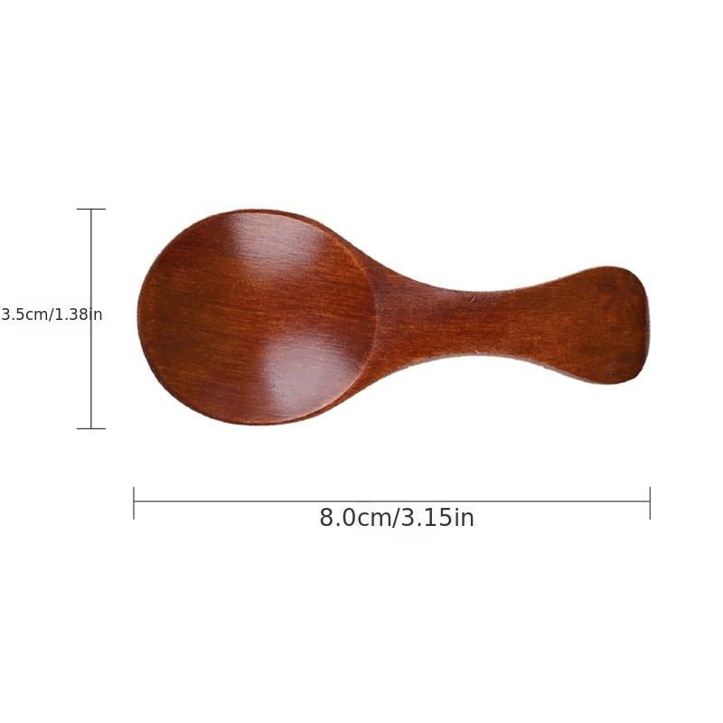 4Pcs Mini Wooden Spoons; Small Spice Condiment Spoon; Sugar Tea Coffee Scoop; Short Handle Wood Spoon; Jam Mustard Ice Cream Wood Spoons; Kitchen Gadgets