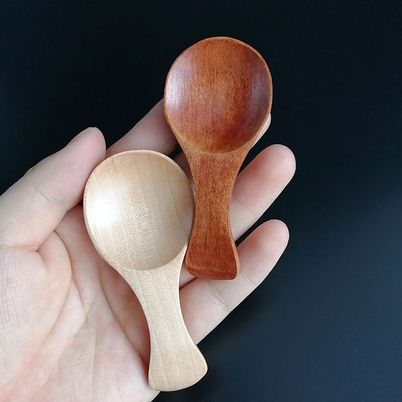 4Pcs Mini Wooden Spoons; Small Spice Condiment Spoon; Sugar Tea Coffee Scoop; Short Handle Wood Spoon; Jam Mustard Ice Cream Wood Spoons; Kitchen Gadgets