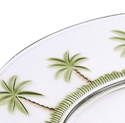 Palm Tree Design 9" Acrylic Dinner Plates Set of 4, Crystal Clear Plastic Plates Reusable, Unbreakable Kitchen Plates for All Occasions BPA Free Dishwasher Safe