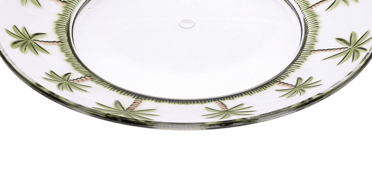 Palm Tree Design 9" Acrylic Dinner Plates Set of 4, Crystal Clear Plastic Plates Reusable, Unbreakable Kitchen Plates for All Occasions BPA Free Dishwasher Safe