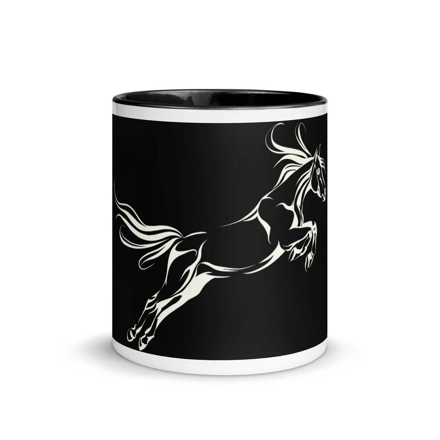 Galloping Grace Coffee Mugs Black & White Horse Art Mug Design By HadiArts