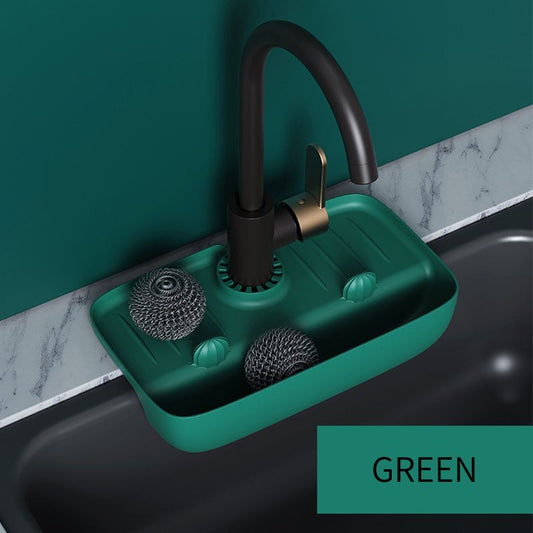 1pc Splash Guard For Sink Faucet; 10.63"x5.51"; Faucet Drain Rack; Super Absorbent Fast Drying Mat Sink Gadgets; Drip Catcher For Kitchen; Drain Storage Rack For Kitchen Rag And Sponge Brush