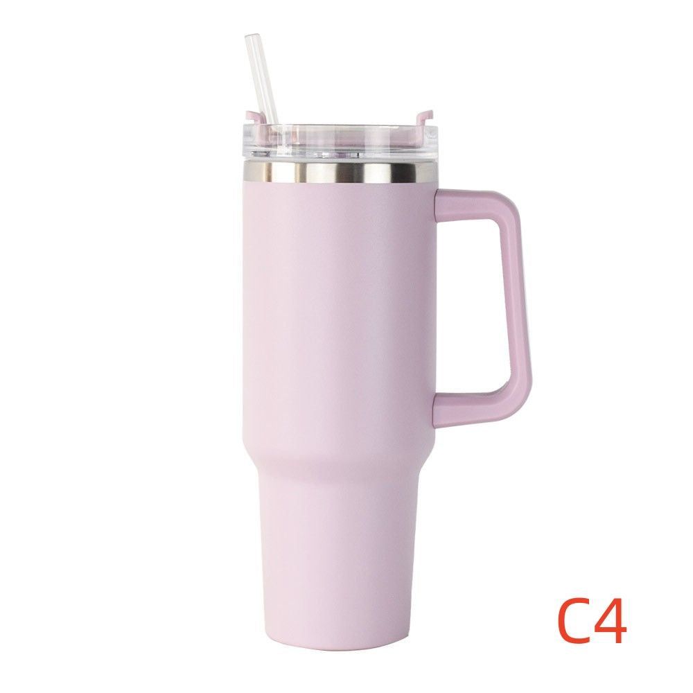 40 oz. With Logo Stainless Steel Thermos Handle Water Glass With Lid And Straw Beer Glass Car Travel Kettle Outdoor Water Bottle