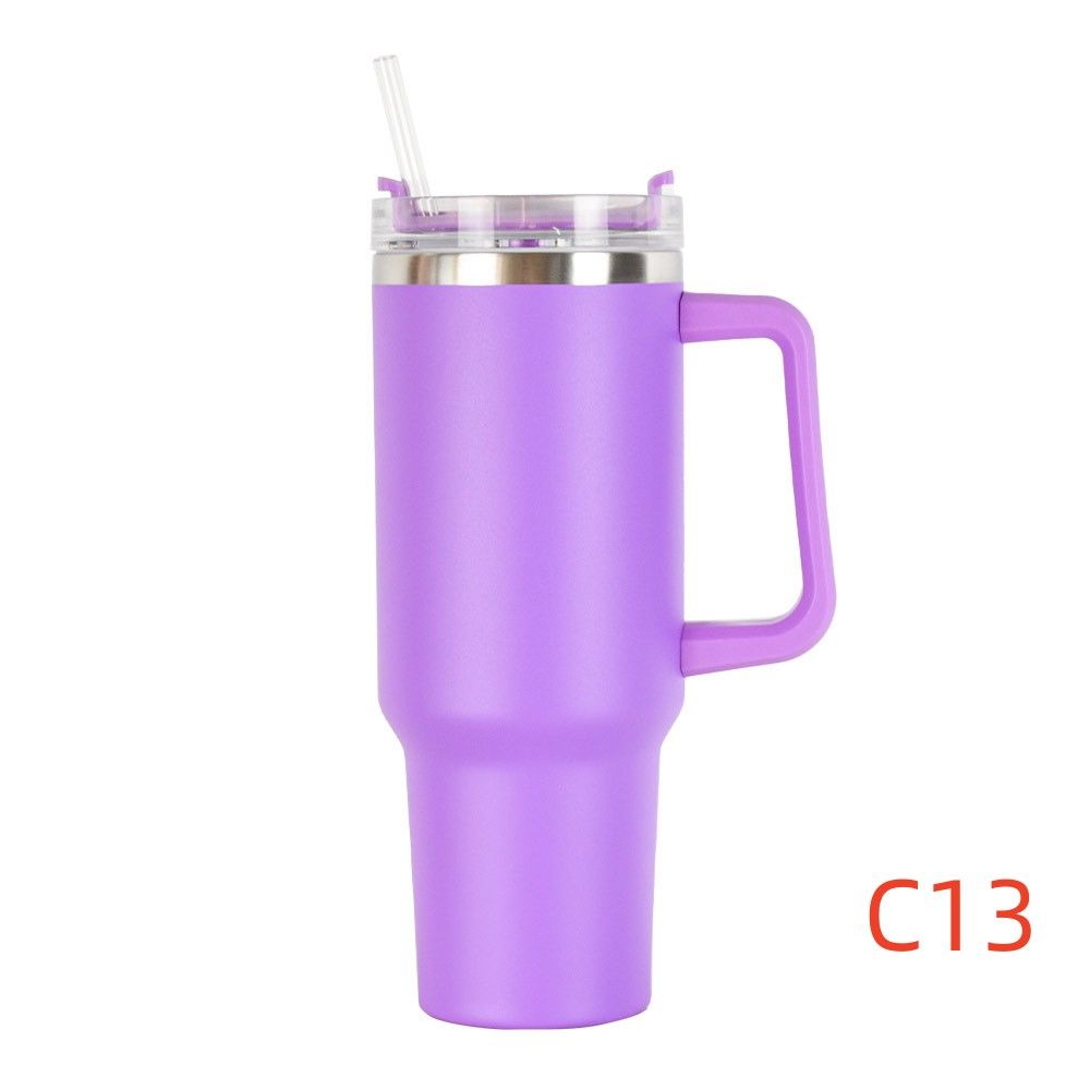 40 oz. With Logo Stainless Steel Thermos Handle Water Glass With Lid And Straw Beer Glass Car Travel Kettle Outdoor Water Bottle