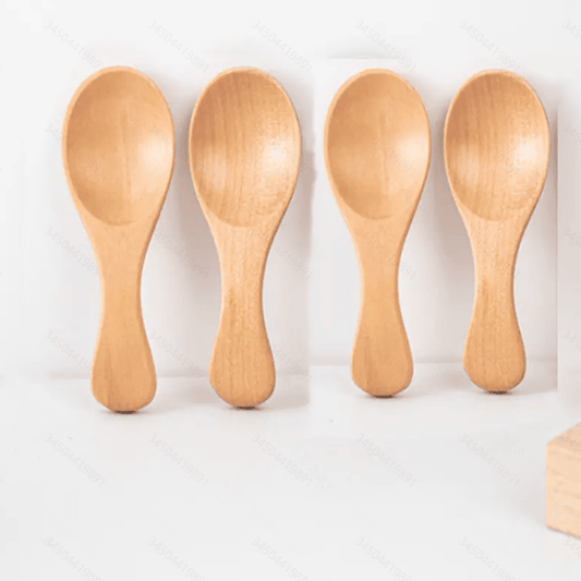 4Pcs Mini Wooden Spoons; Small Spice Condiment Spoon; Sugar Tea Coffee Scoop; Short Handle Wood Spoon; Jam Mustard Ice Cream Wood Spoons; Kitchen Gadgets