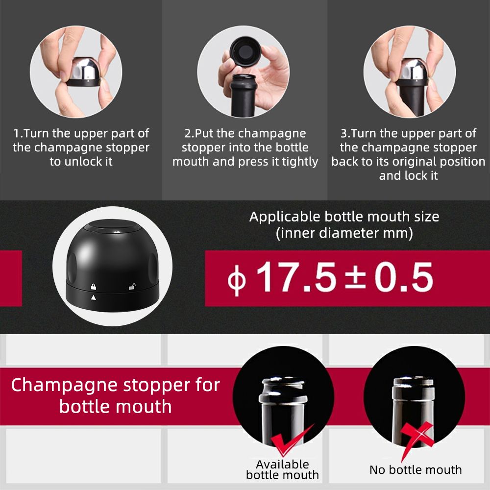 2/3 Pack Vacuum Red Wine Bottle Cap Stopper Silicone Sealed Champagne Leak-proof Retain Freshness Wine Plug Gift for Wine Lovers