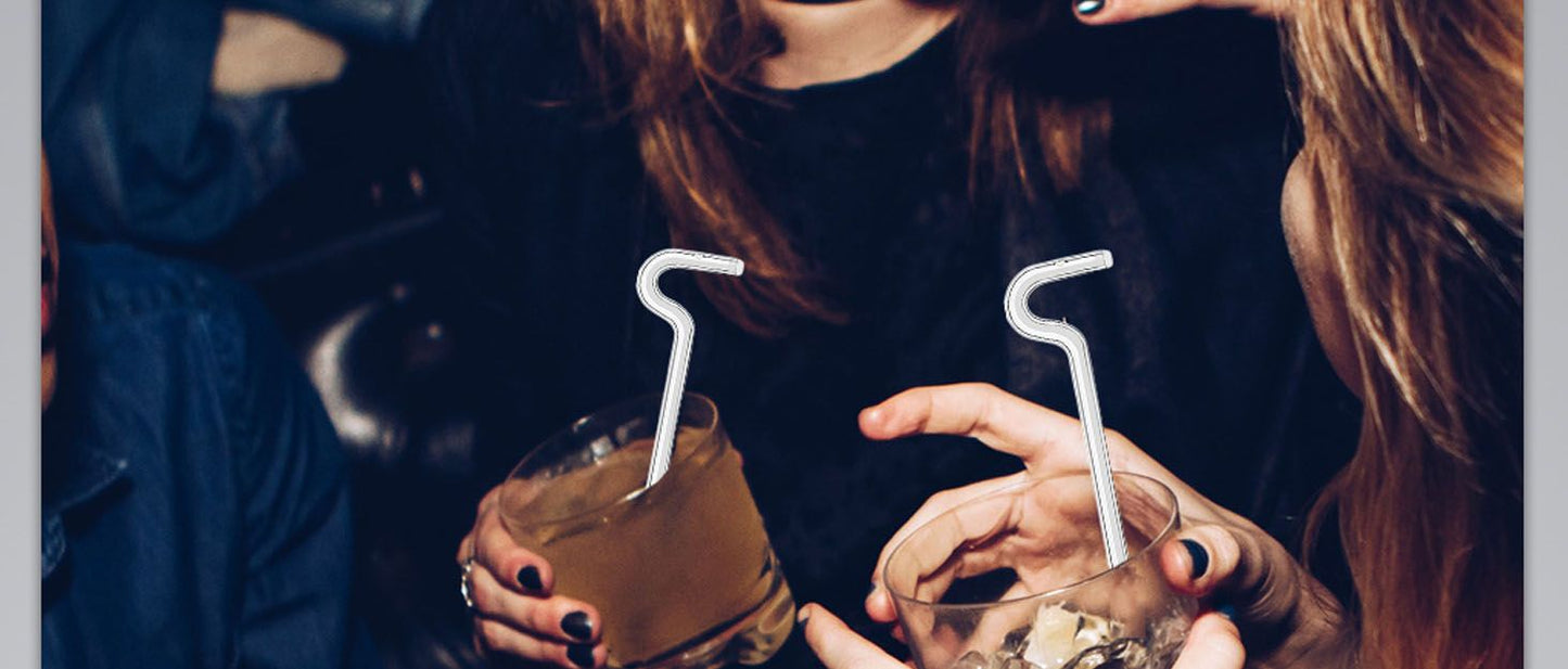 2straw 1cleaningbrush Can Be Used Repeatedly Original Glass Drinking Straw, Flute Style Design For Engaging Lips Horizontally, Anti Wrinkle.