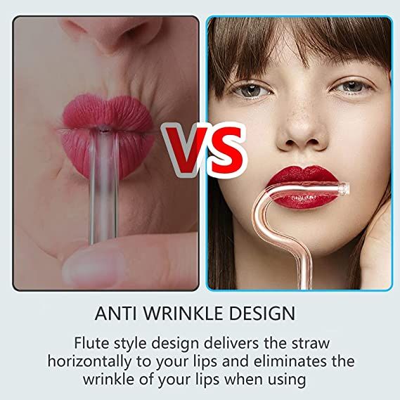 2straw 1cleaningbrush Can Be Used Repeatedly Original Glass Drinking Straw, Flute Style Design For Engaging Lips Horizontally, Anti Wrinkle.